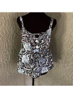 Tahari Women’s 100% Linen Floral Print Sleeveless Top / camisole Size M